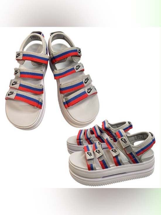 Nike Shoes - Nike White Platform Sandals with Red and Blue Straps S8